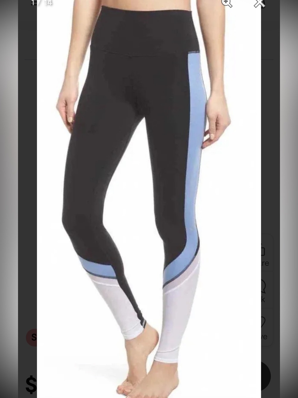 ALO Yoga High-Rise Colorblock Leggings in Black, Light Blue and White